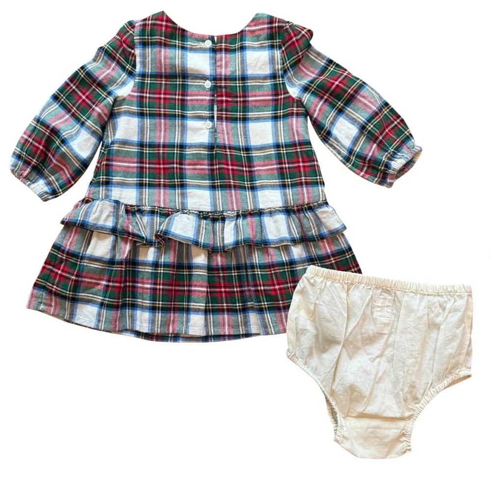 Baby Gap girls 6-12n Plaid Dress‎ with bloomer Set Baby Multicolor plaid NWT